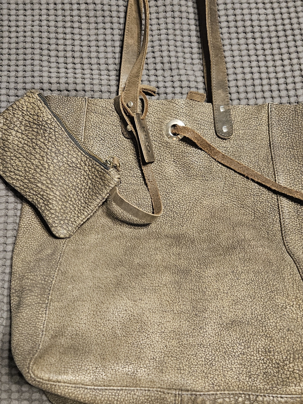Kiko Cross Creek Leather Tote Bag with Wristlet - Taupe